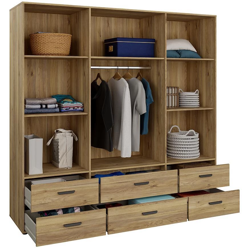 Mokkaro otklopni ormar Moks846-M802, 205.9x52.7x200.1 pijesak/hrast maulvela