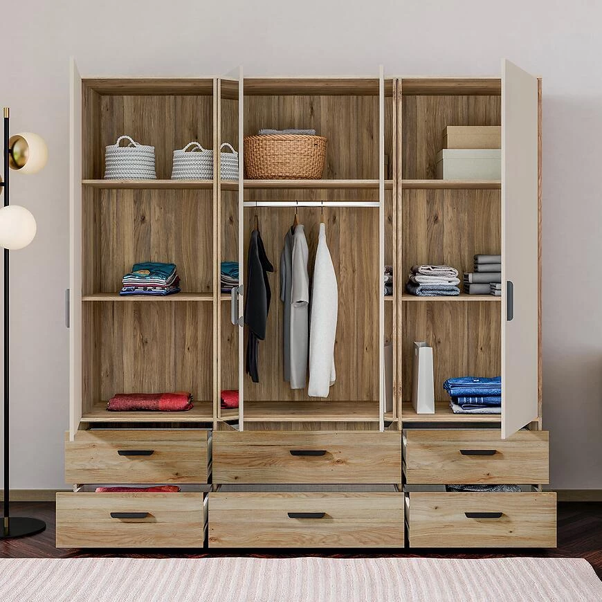 Mokkaro otklopni ormar Moks846-M802, 205.9x52.7x200.1 pijesak/hrast maulvela