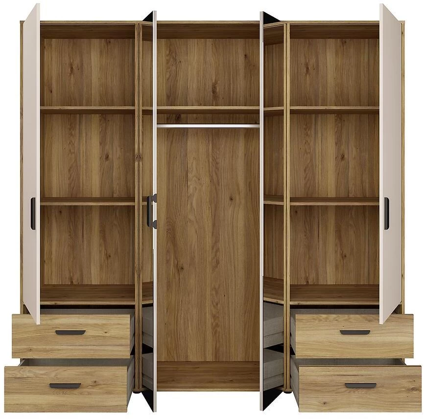 Mokkaro otklopni ormar Moks845-M802, 205.9x52.7x200.1 cm piijesak/hrast maulvela