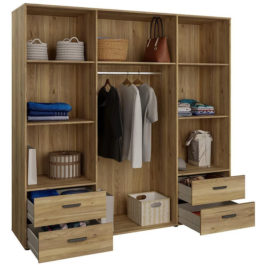 Mokkaro otklopni ormar Moks845-M802, 205.9x52.7x200.1 cm piijesak/hrast maulvela