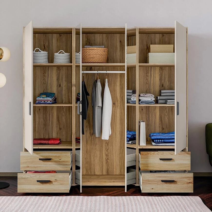 Mokkaro otklopni ormar Moks845-M802, 205.9x52.7x200.1 cm piijesak/hrast maulvela