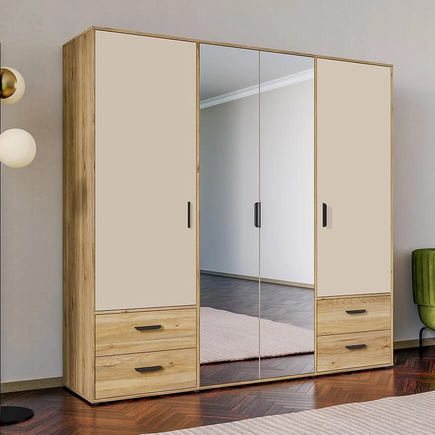 Mokkaro otklopni ormar Moks845-M802, 205.9x52.7x200.1 cm piijesak/hrast maulvela