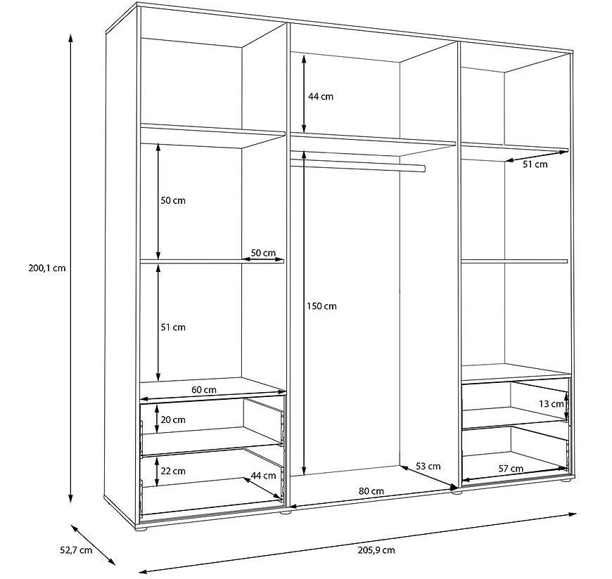 Mokkaro otklopni ormar Moks845-M802, 205.9x52.7x200.1 cm piijesak/hrast maulvela