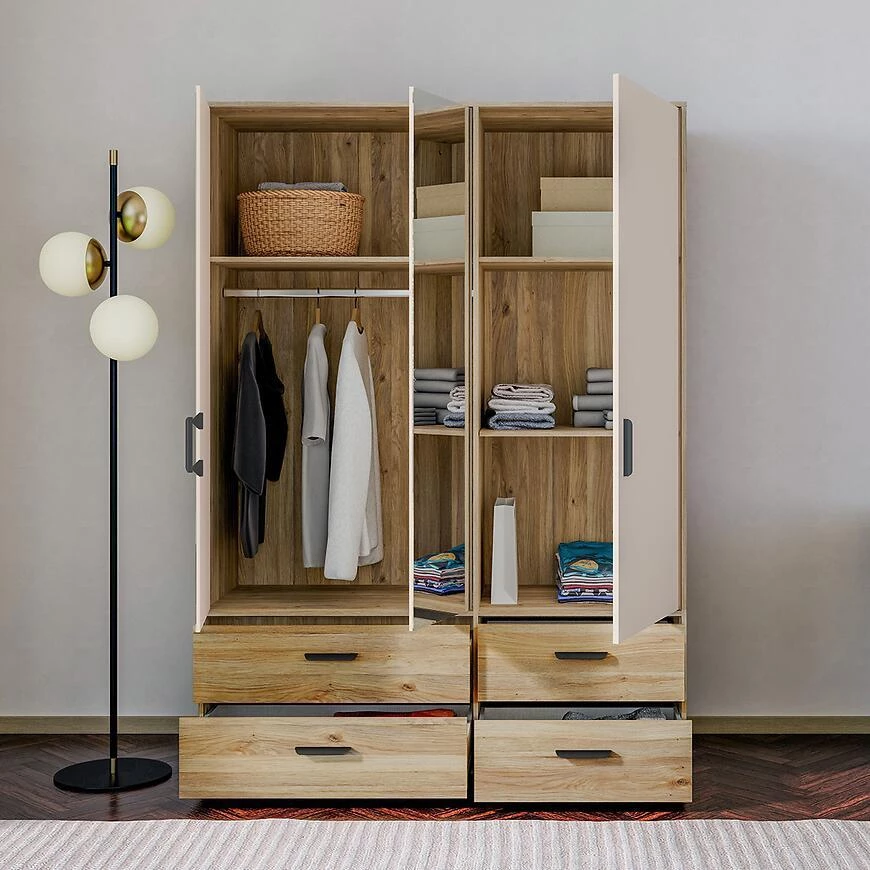 Mokkaro otklopni ormar Moks838-M802, 144.4x52.7x200.1 pijesak/maulvela hrast