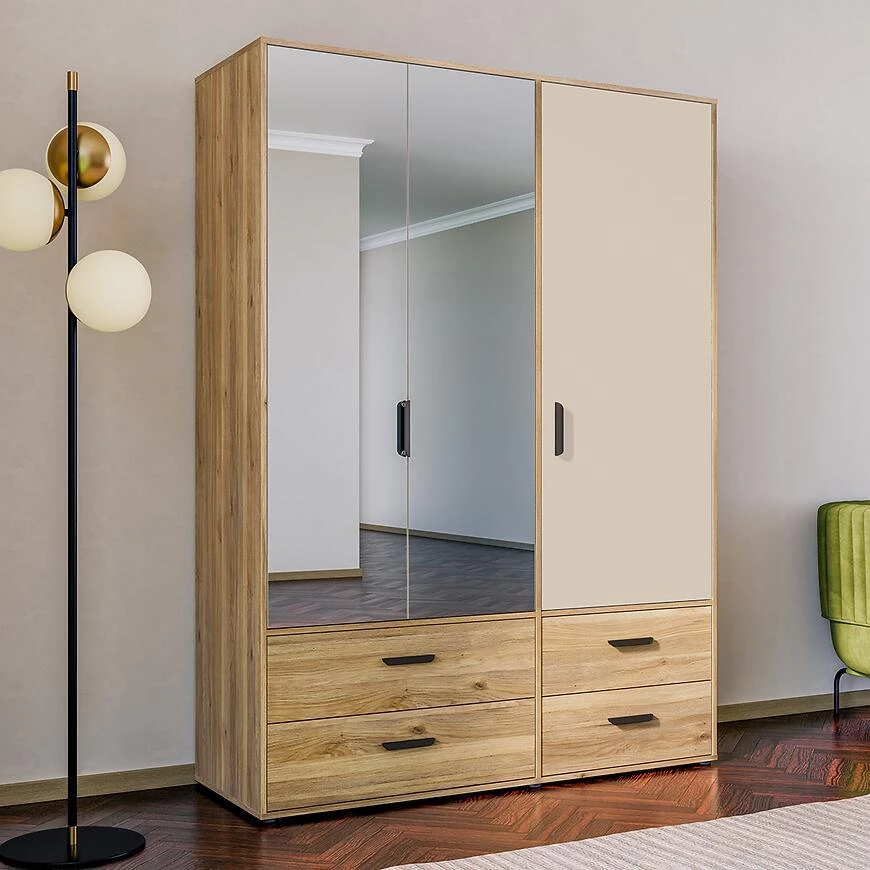 Mokkaro otklopni ormar Moks838-M802, 144.4x52.7x200.1 pijesak/maulvela hrast