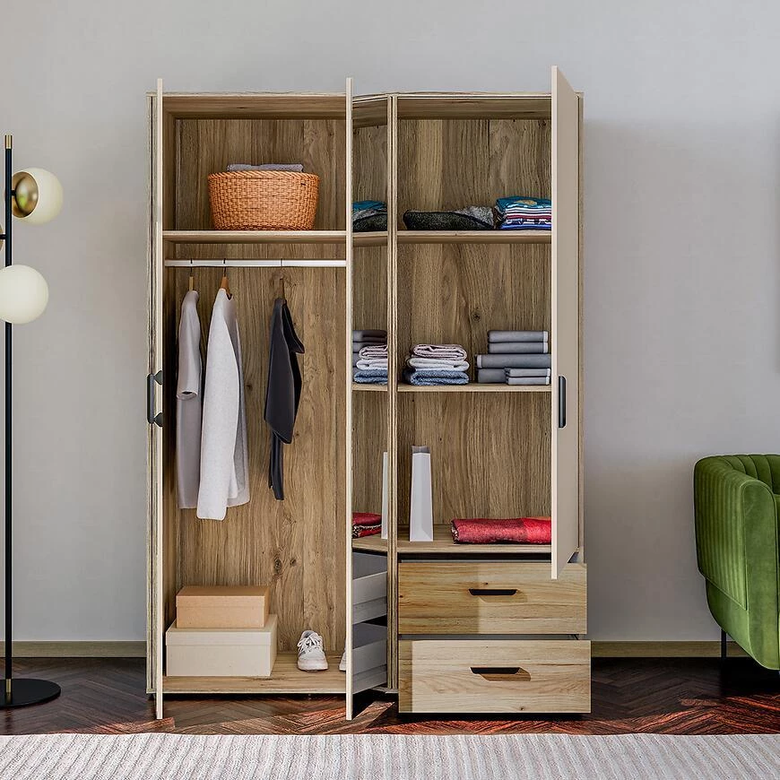 Mokkaro otklopni ormar Moks837-M802, 144.4x52.7x200.1  pijesak/maulvela hrast