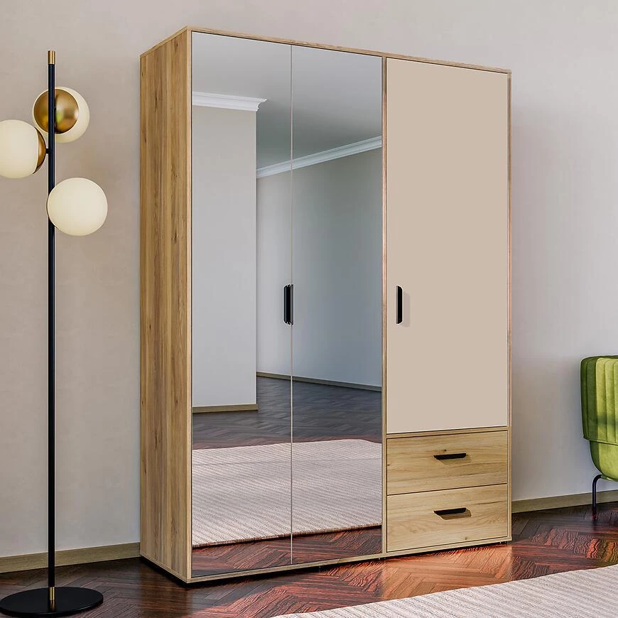 Mokkaro otklopni ormar Moks837-M802, 144.4x52.7x200.1  pijesak/maulvela hrast