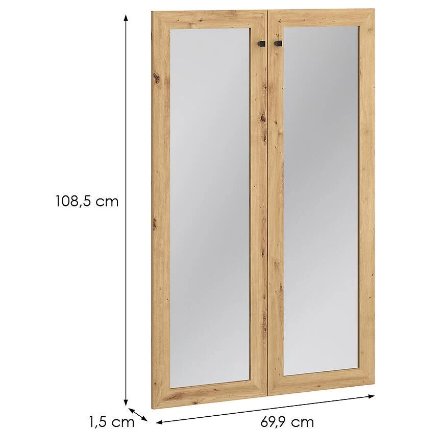 Trevone staklene fronte, 69.9x 1.5x108.5 cm artisan hrast