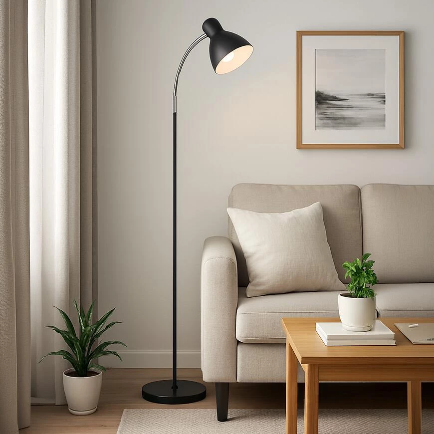 Podna lampa Long Beach crna