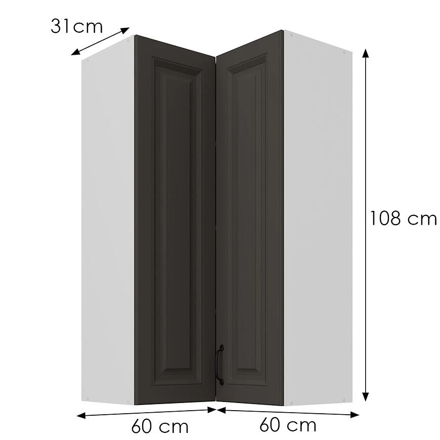 Stilo kuhinjski ormaric, grafit mat/beli, 60x60, GN-108 2F (90°)