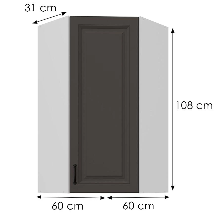 Kuhinjski ormaric Stilo, grafit mat/beli, 60x60, GN-108 1F (45°)
