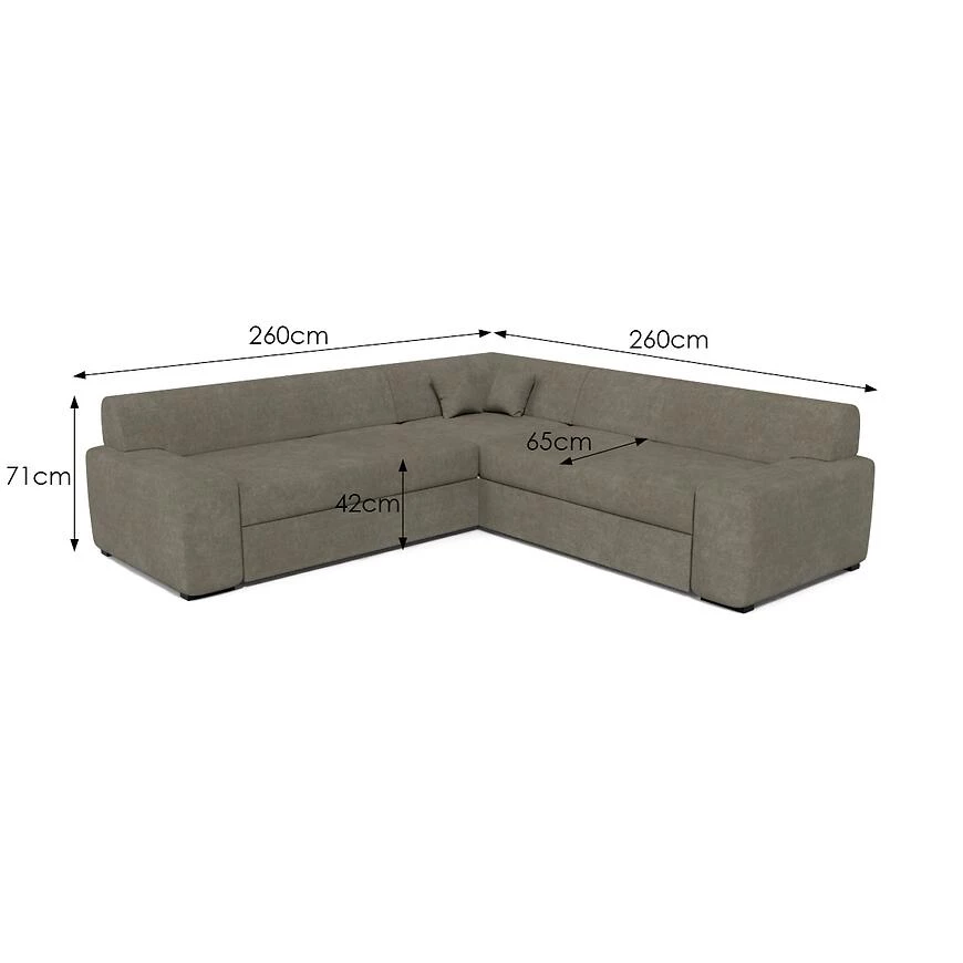 Minos Maxi Glory 4 ugaona garnitura sa ležajem i prostorom za odlaganje 260x260x74 cm univerzalna