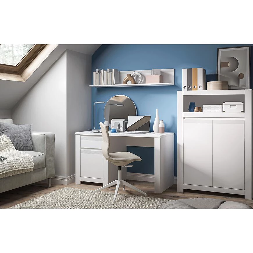 Novi NVIB01 1D1S radni sto 130x60x75 cm alpsko bela/pvc supermat bela