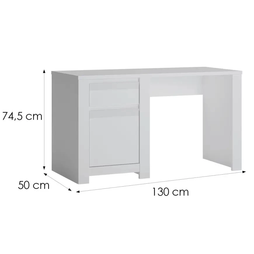 Novi NVIB01 1D1S radni sto 130x60x75 cm alpsko bela/pvc supermat bela
