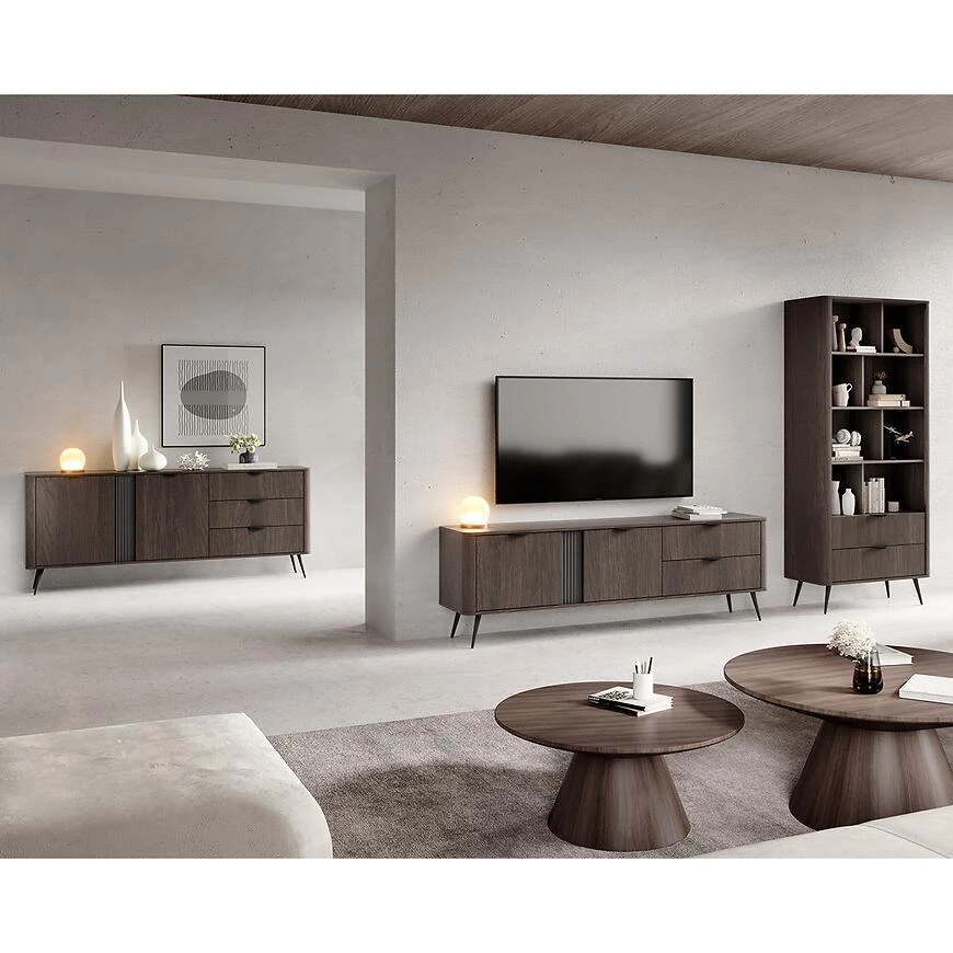 Veris G nocni ormaric 63x38x55 tamni hrast/crna