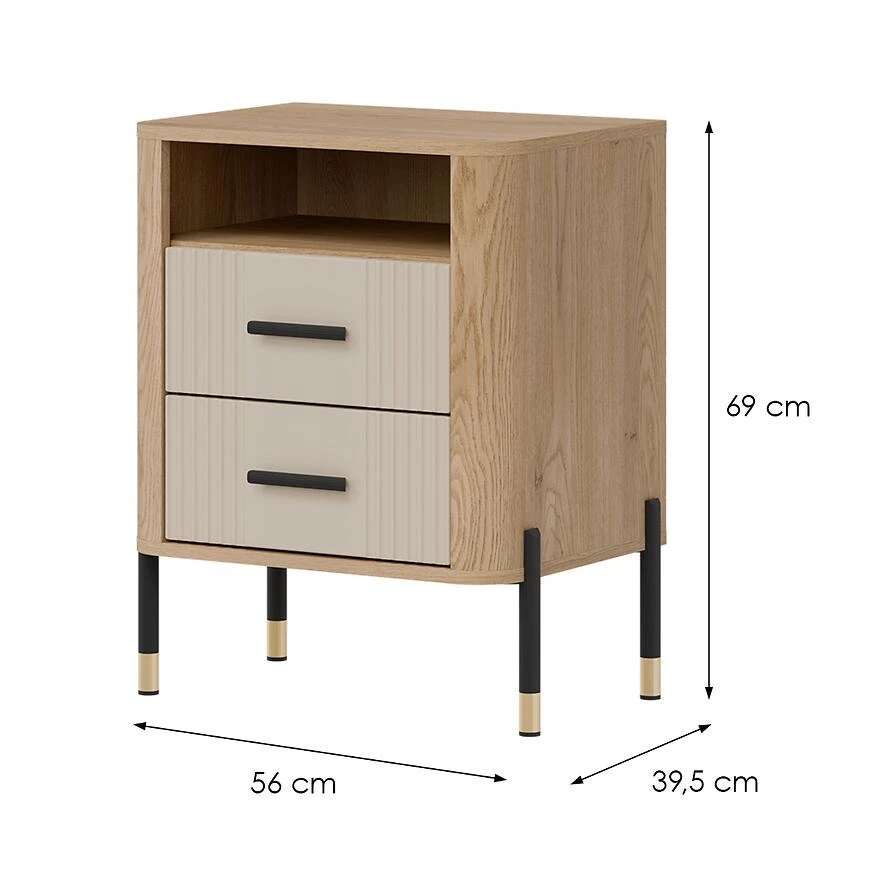 Dante nocni ormaric 56x40x69 hrast/kašmir