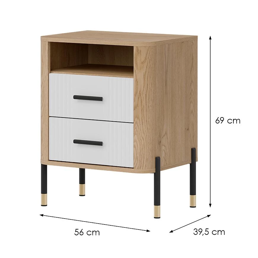 Dante nocni ormaric 56x40x69 hrast/bela