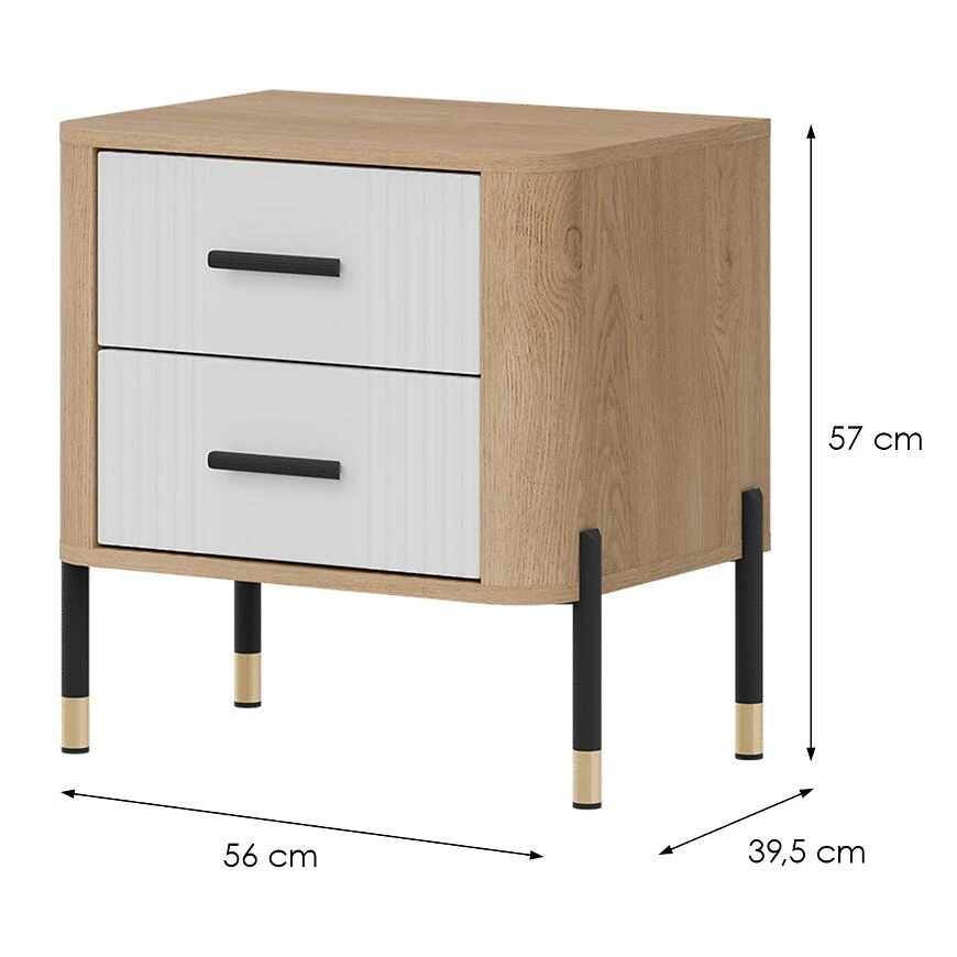 Dante nocni ormaric 56x40x57 hrast/bela