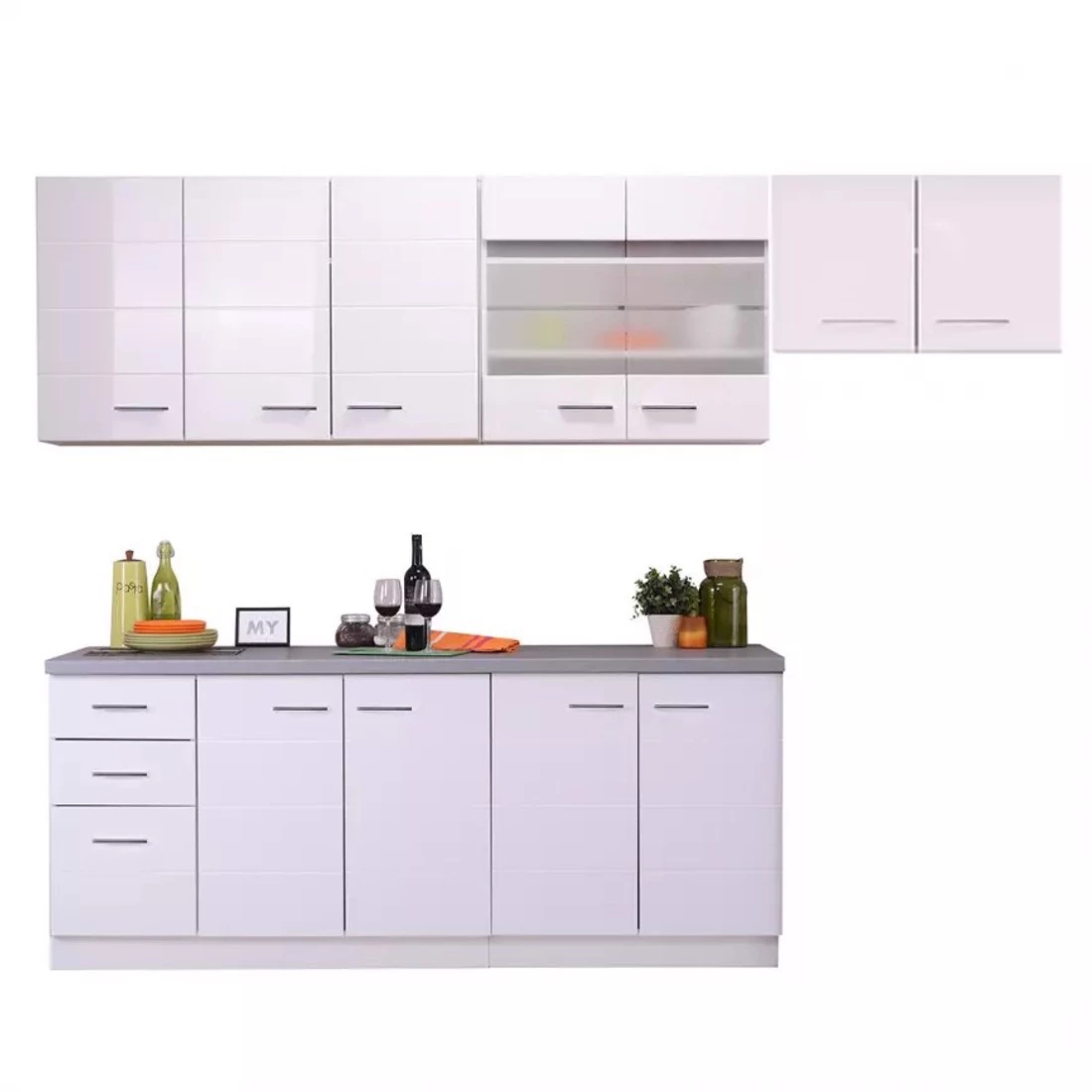 Diva blok kuhinja 260 cm bela/sjajno bela