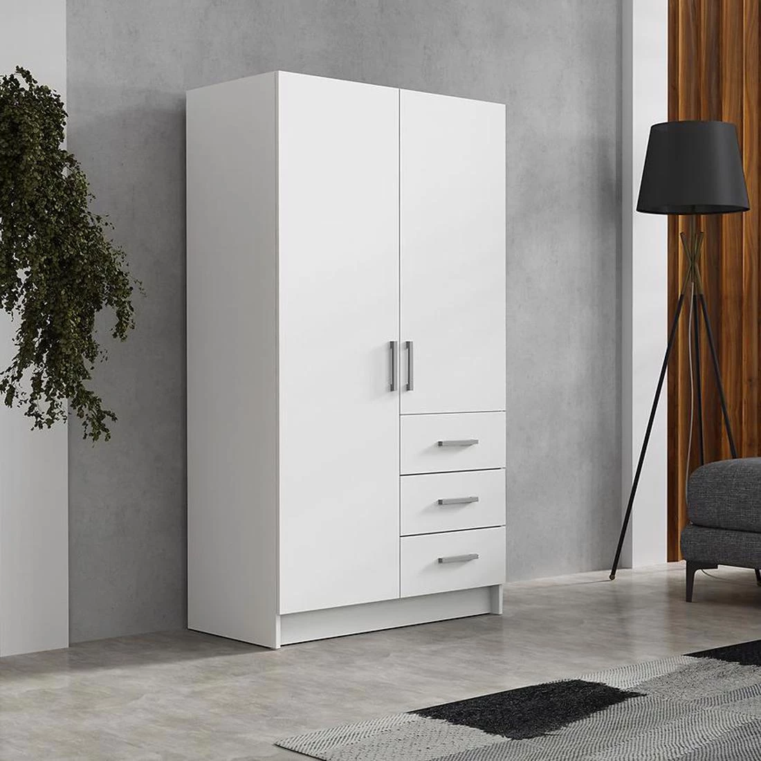 Pino garderober 96x50x177 cm bela