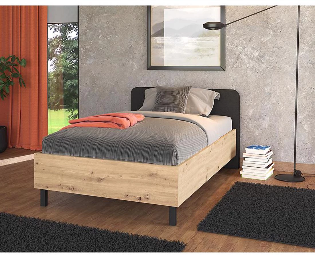 Barletta krevet 131x213,5x83,5 cm obrtnicki hrast/crni