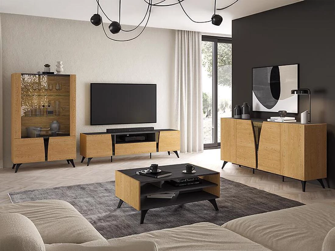 Toscania garderober 95x53x190 cm hrast/crna