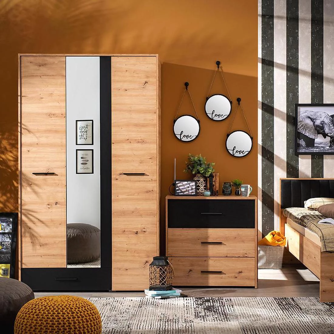 Varadero garderober 119x53x203.5 cm artisan/crni