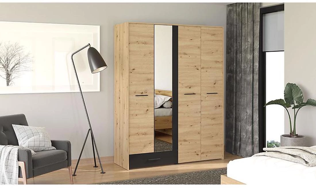 Varadero garderober 157.5x53x203.5 cm artisan/crni