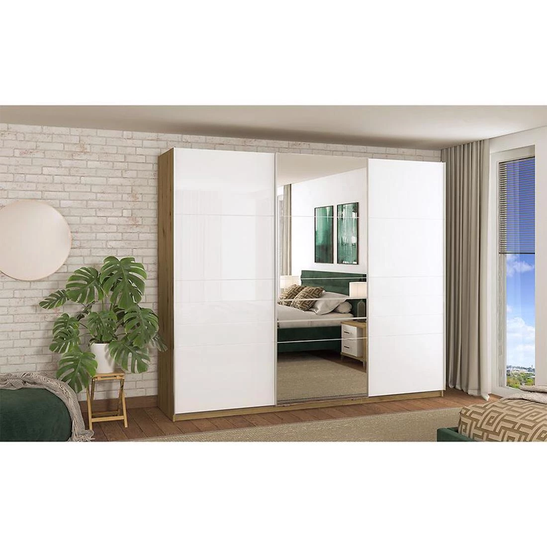 Mondego klizni garderober 262.6x65.4x223.9 cm bela