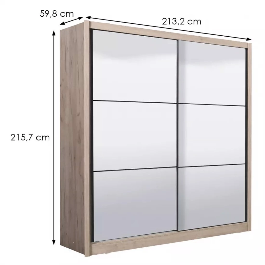 Navara klizni garderober 213.2x59.8x215.7 cm sivi hrast