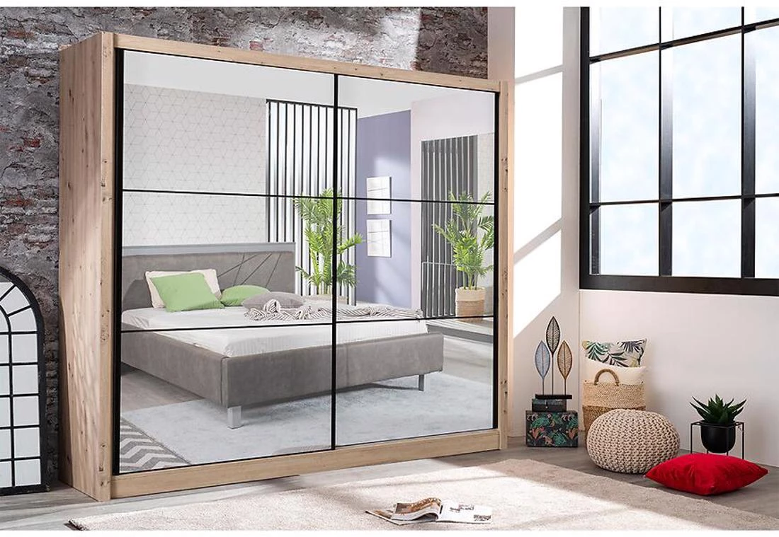 Navara klizni garderober 213.2x59.8x215.7 cm sivi hrast