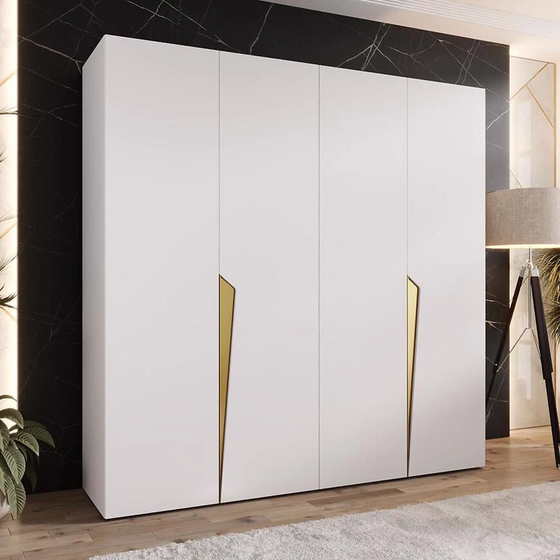 Piano ormar 200x50x202 cm bela/zlatna