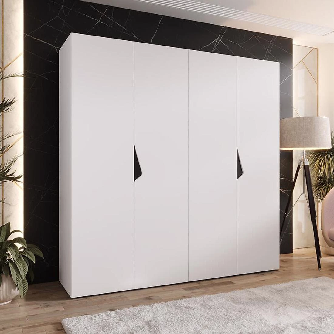 Sandi ormar 200x50x202 cm bela/crna