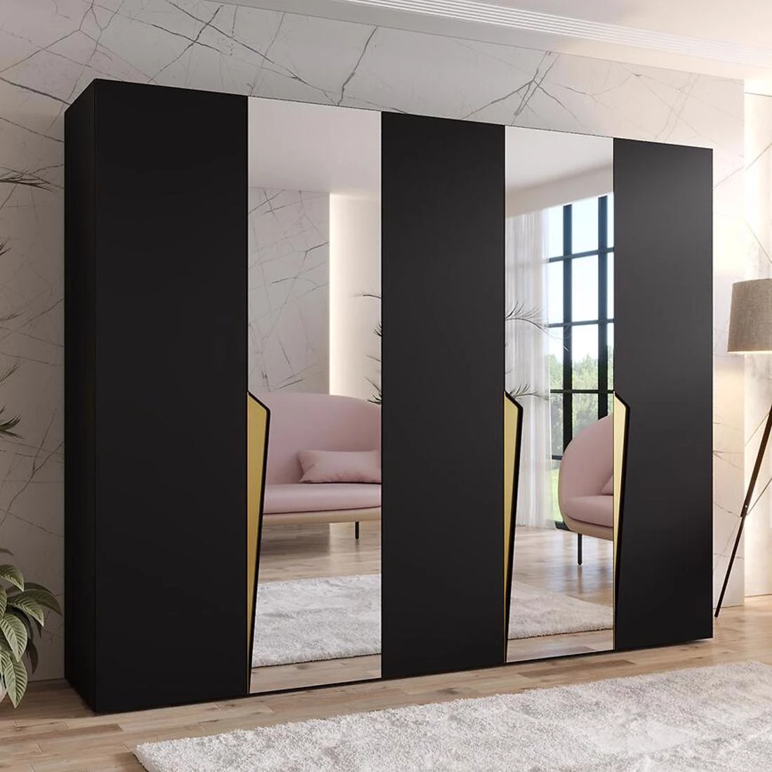 Piano ormar 250x50x202 cm crna/zlatna