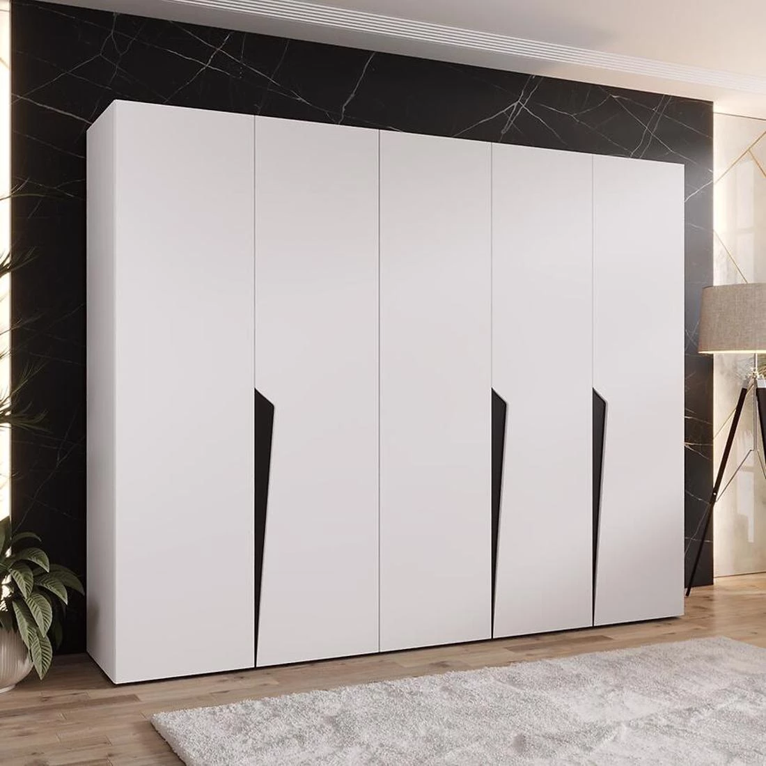 Piano ormar 250x50x202 cm bela/crna