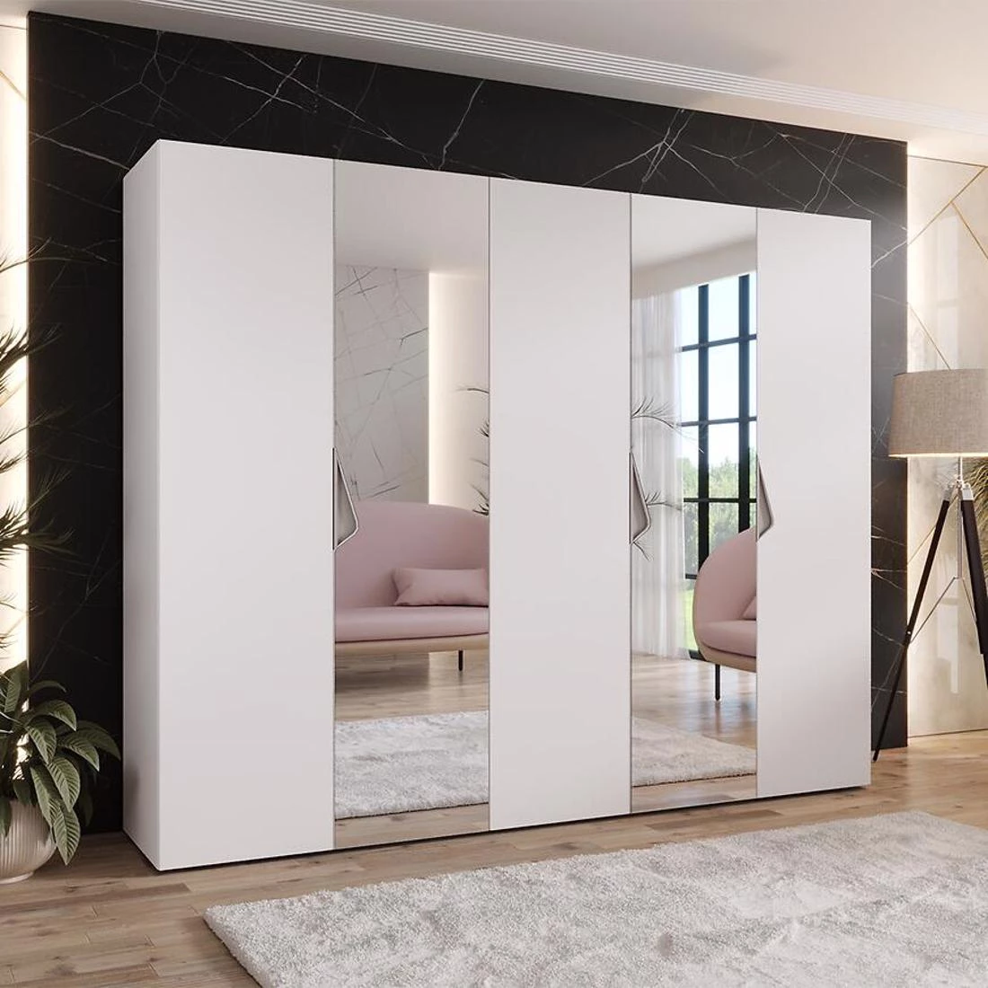 Sandi ormar 250x50x202 cm bela/kašmir