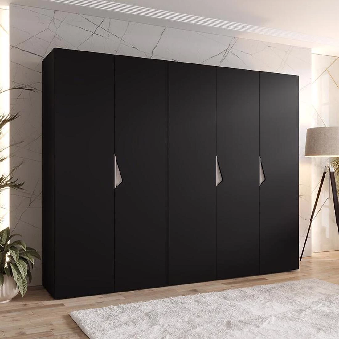Sandi ormar 250x50x202 cm crna/kašmir