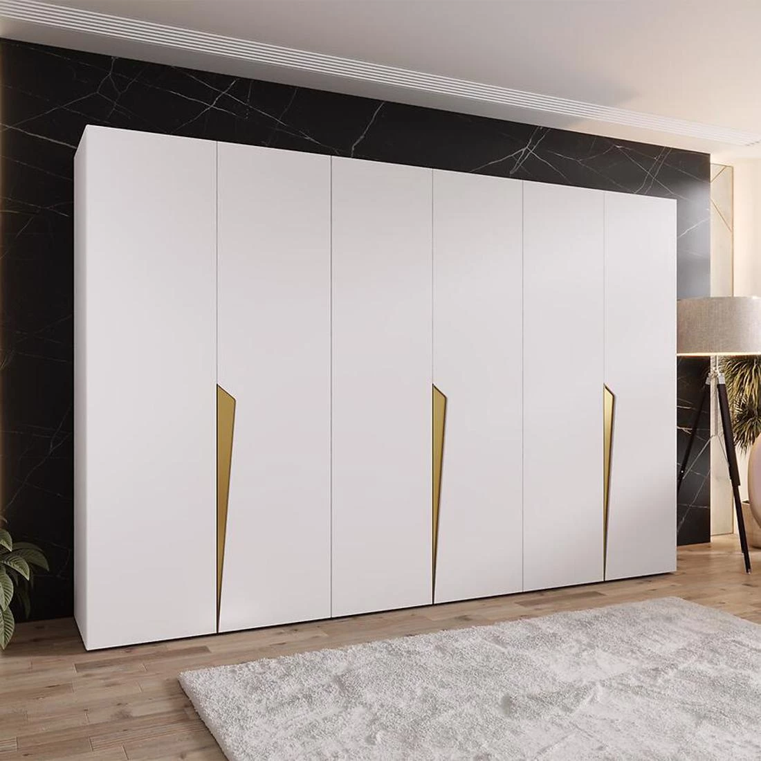 Piano ormar 300x50x202 cm bela/zlatna