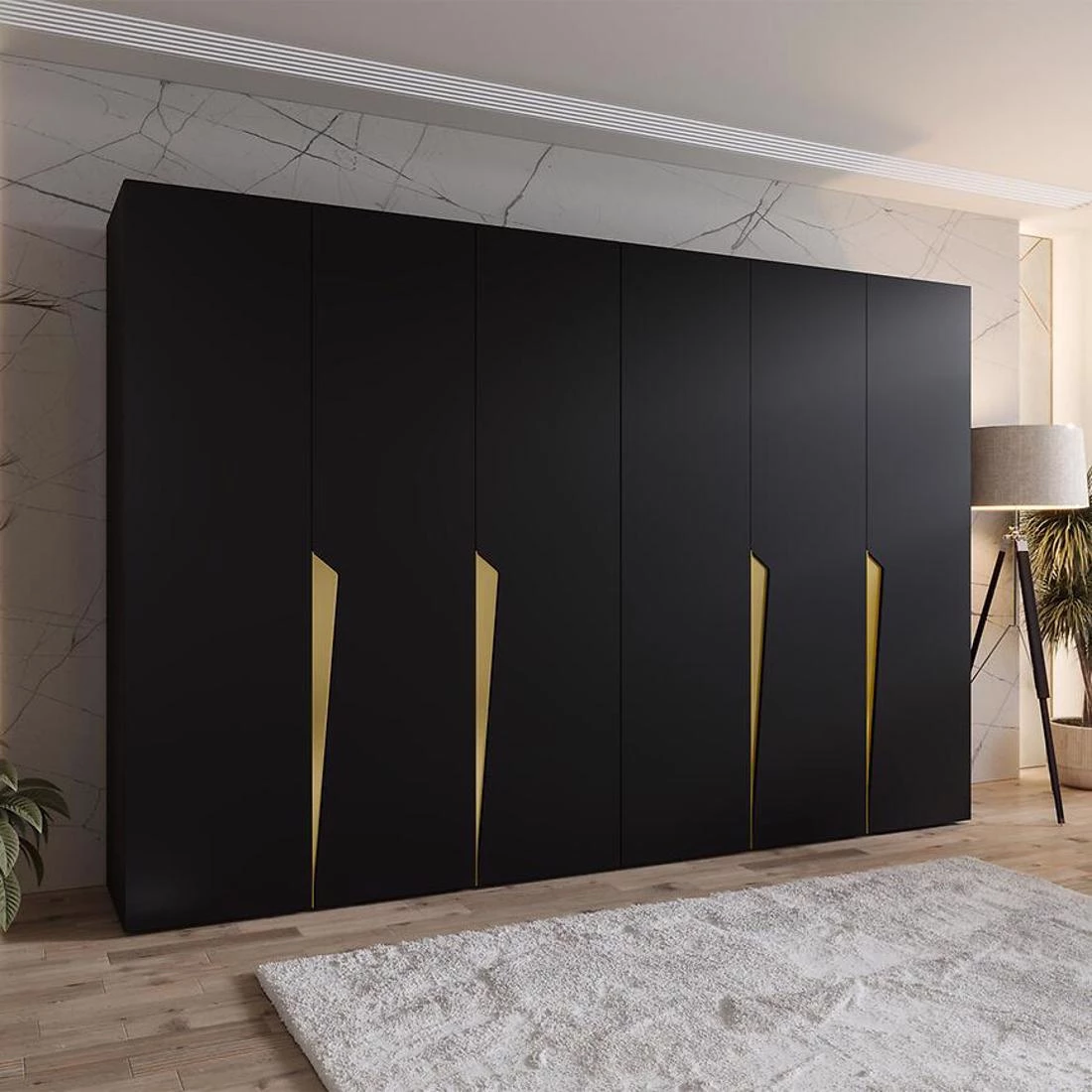 Piano ormar 300x50x202 cm crna/zlatna