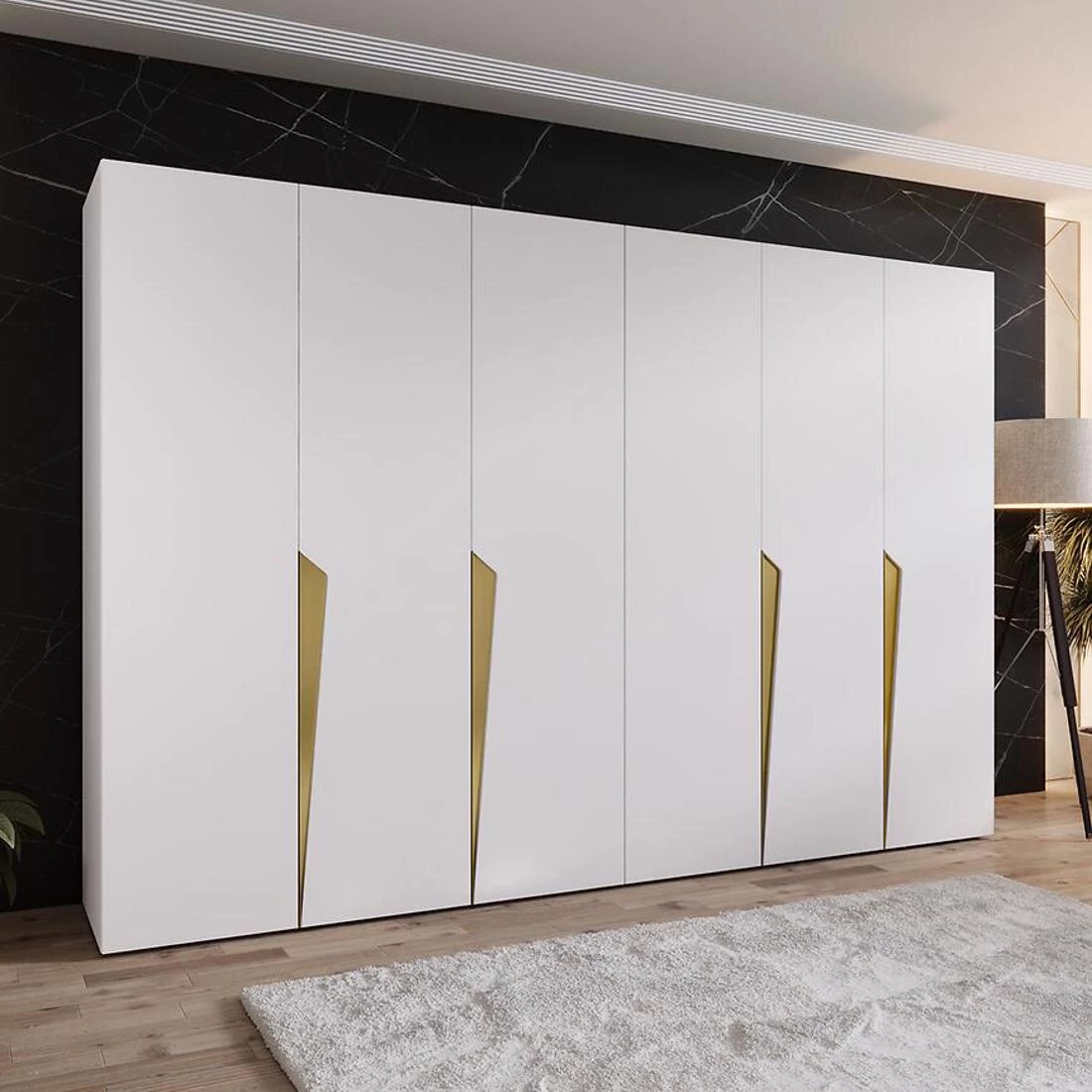 Piano ormar 300x50x202 cm bela/zlatna