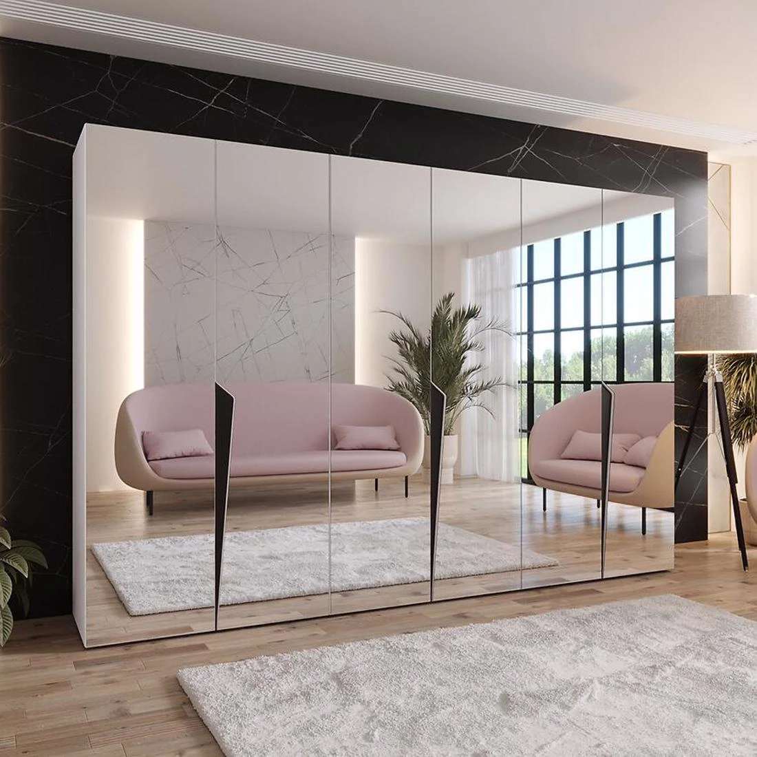Piano ormar 300x50x202 cm bela/crna