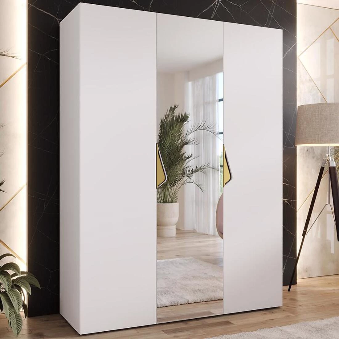 Sandi ormar 150x50x202 cm bela/zlatna