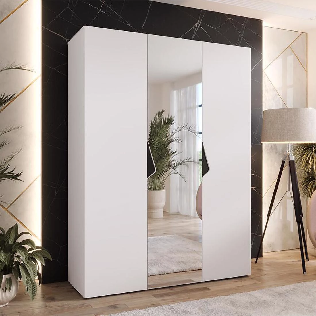 Sandi ormar 150x50x202 cm bela/crna
