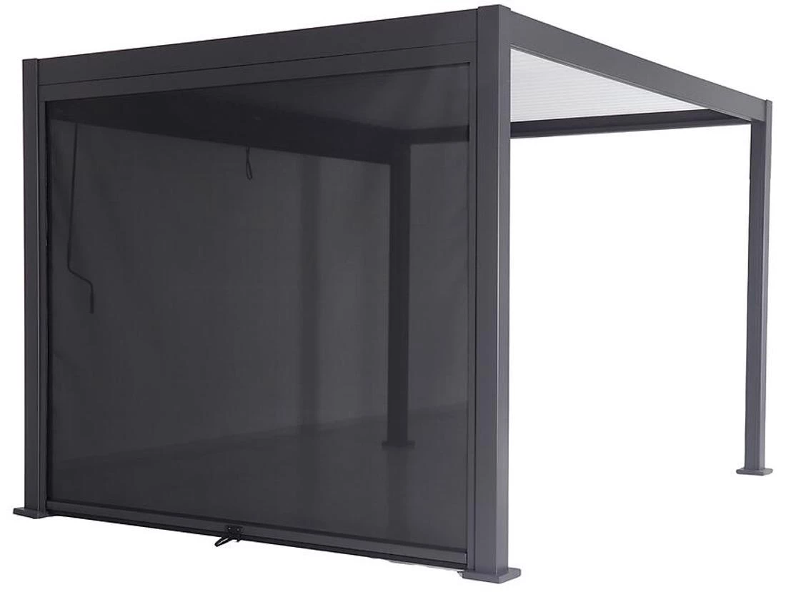 Bocna screen zaštita za pergolu 4 m, tamno siva