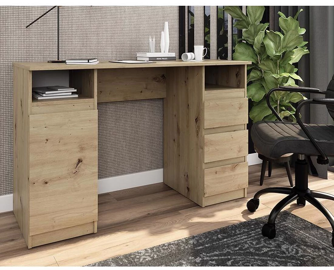 Hugo BR 1D 3S radni sto 138x55x75 cm artisan hrast