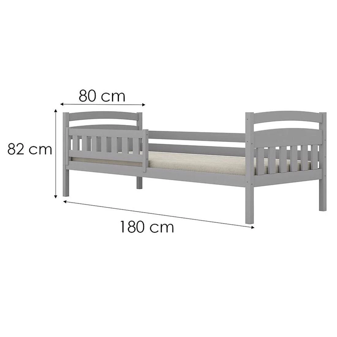 Tosia krevet sa ogradom 80x180 cm siva