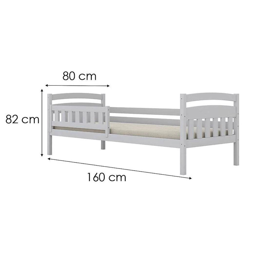 Tosia krevet sa ogradom 80x160 cm bijeli