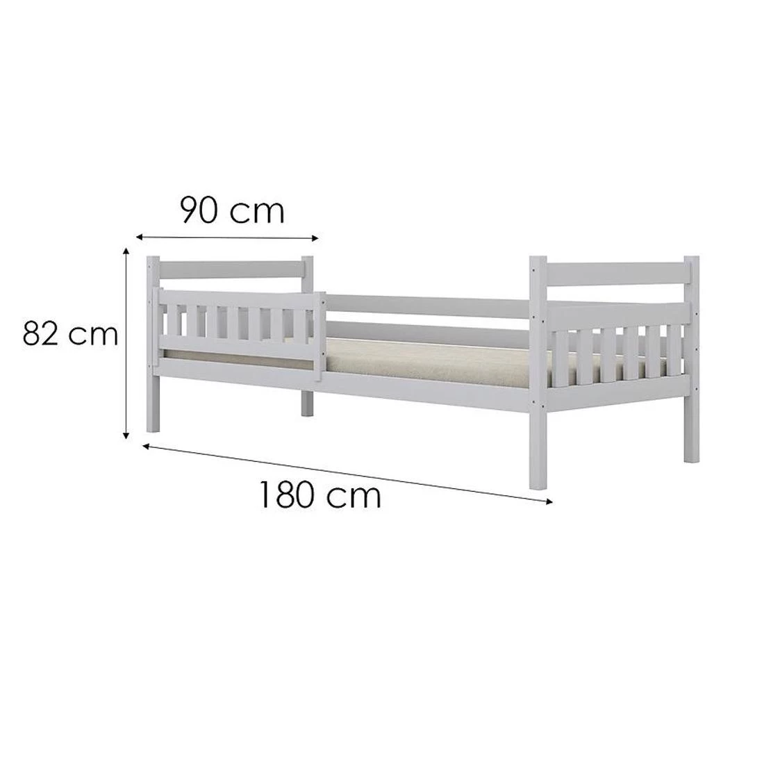 Dawid krevet sa ogradom 90x180 cm bijeli