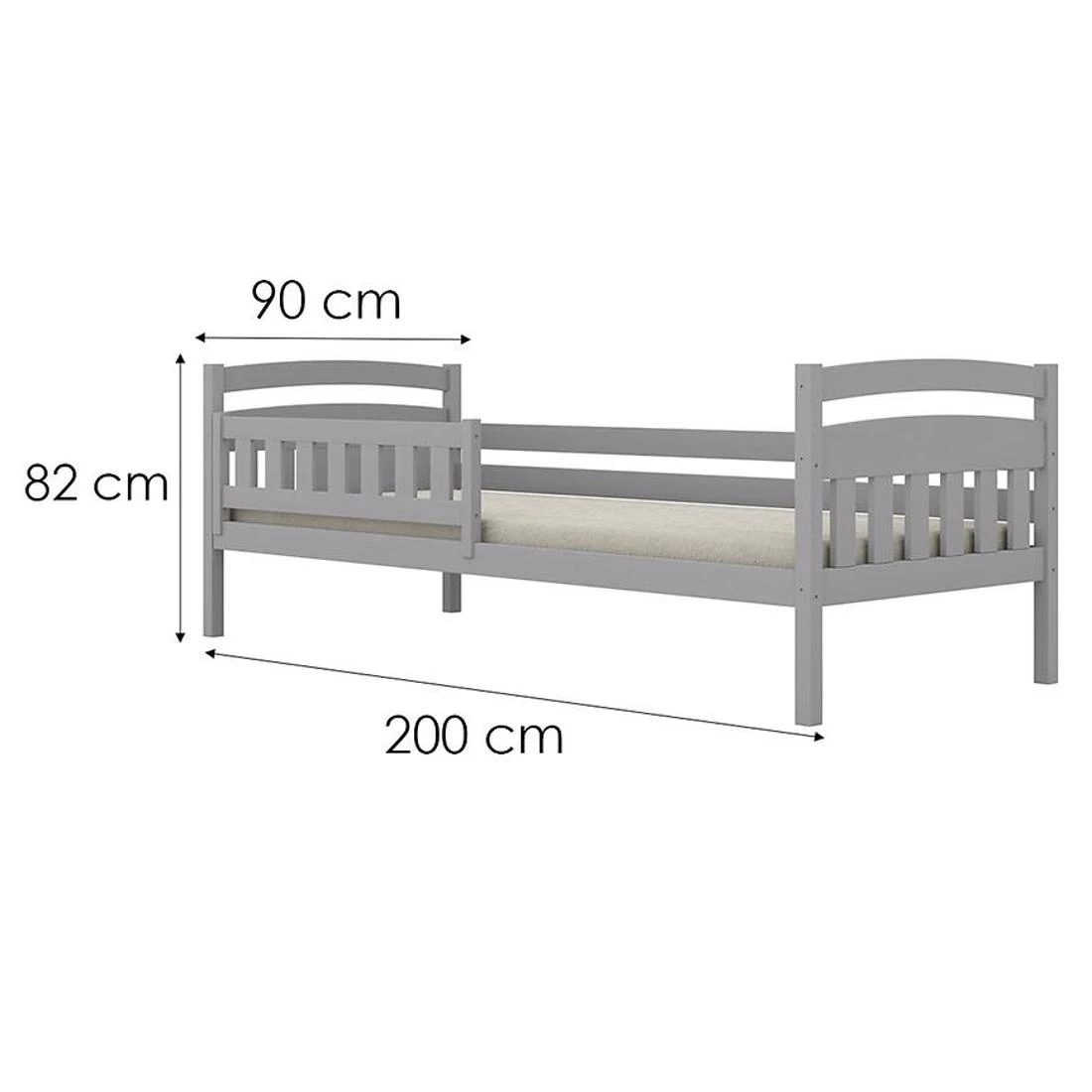 Tosia krevet sa ogradom 90x200 cm siva