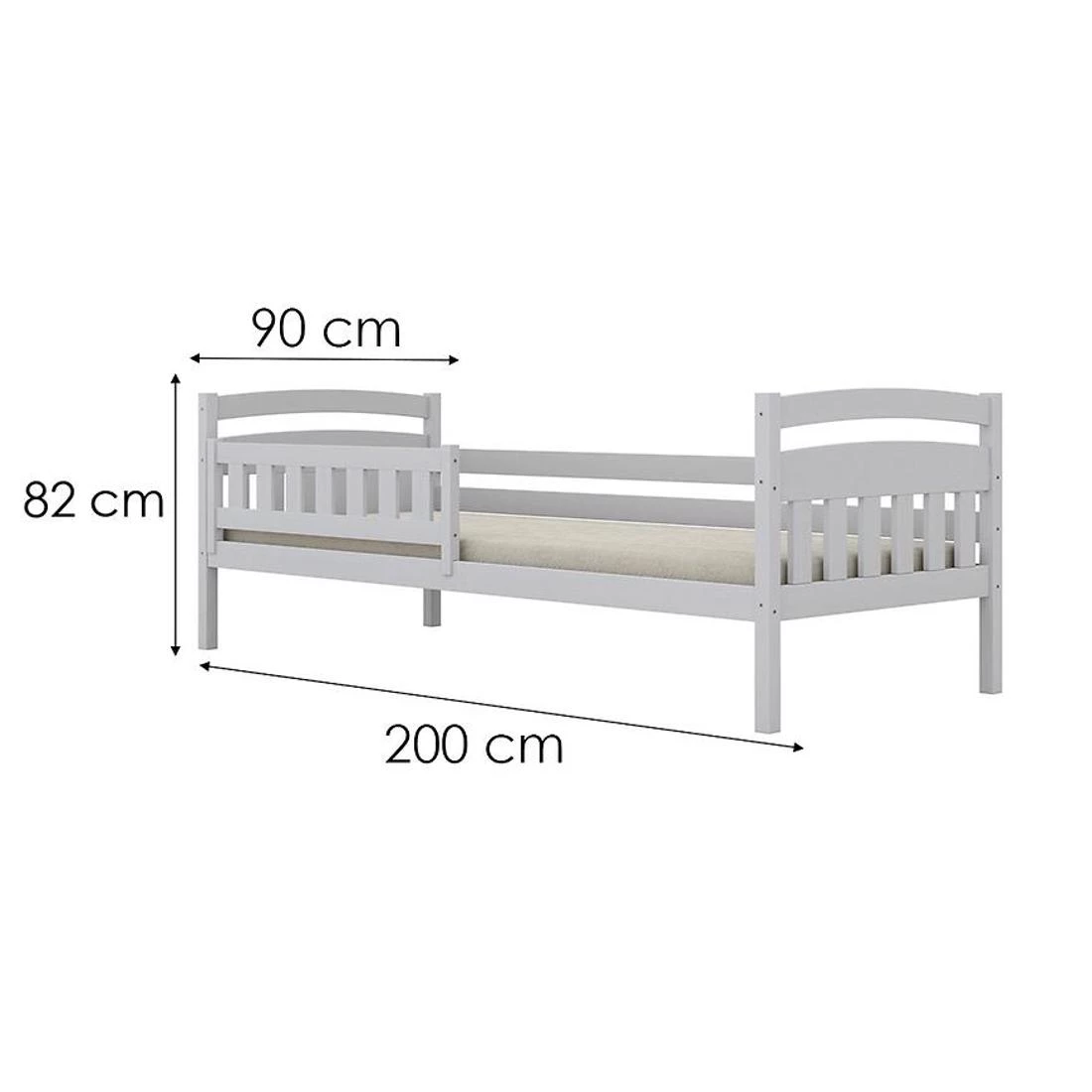 Tosia krevet sa ogradom 90x200 cm bijeli